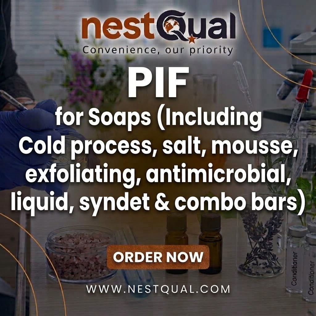 PIF for Soaps (Including Cold process, salt, mousse, exfoliating, antimicrobial, liquid, syndet & combo bars)