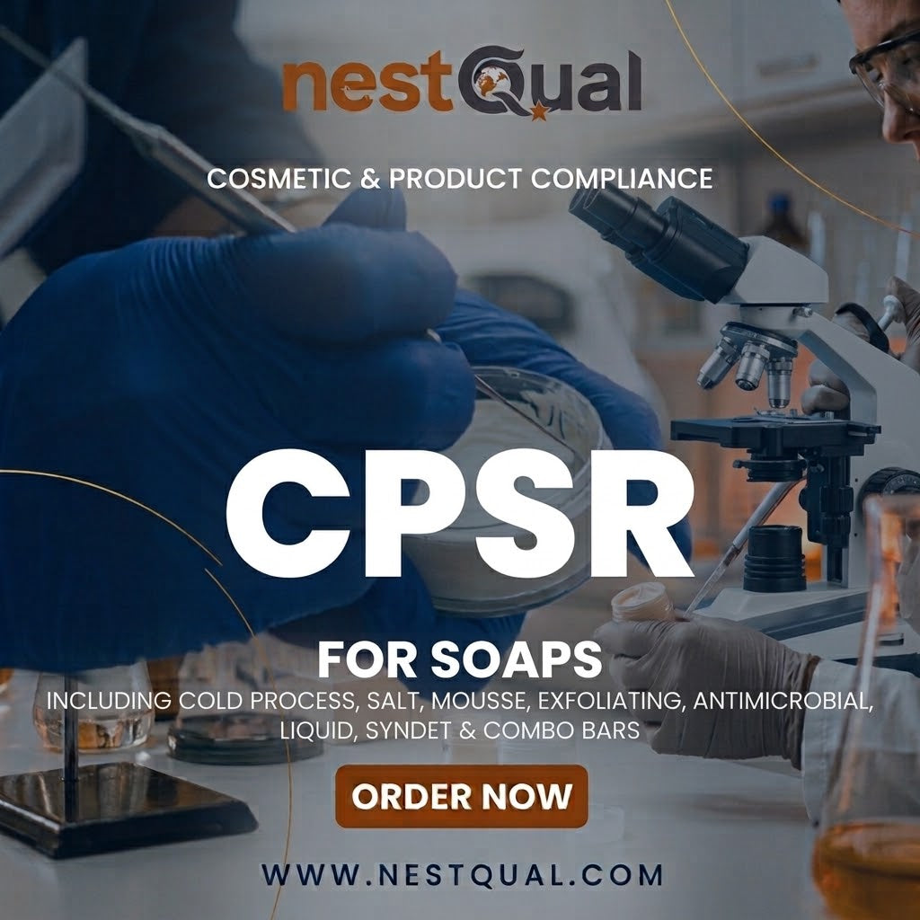 CPSR for Soaps (Including Cold process, salt, mousse, exfoliating, antimicrobial, liquid, syndet & combo bars)