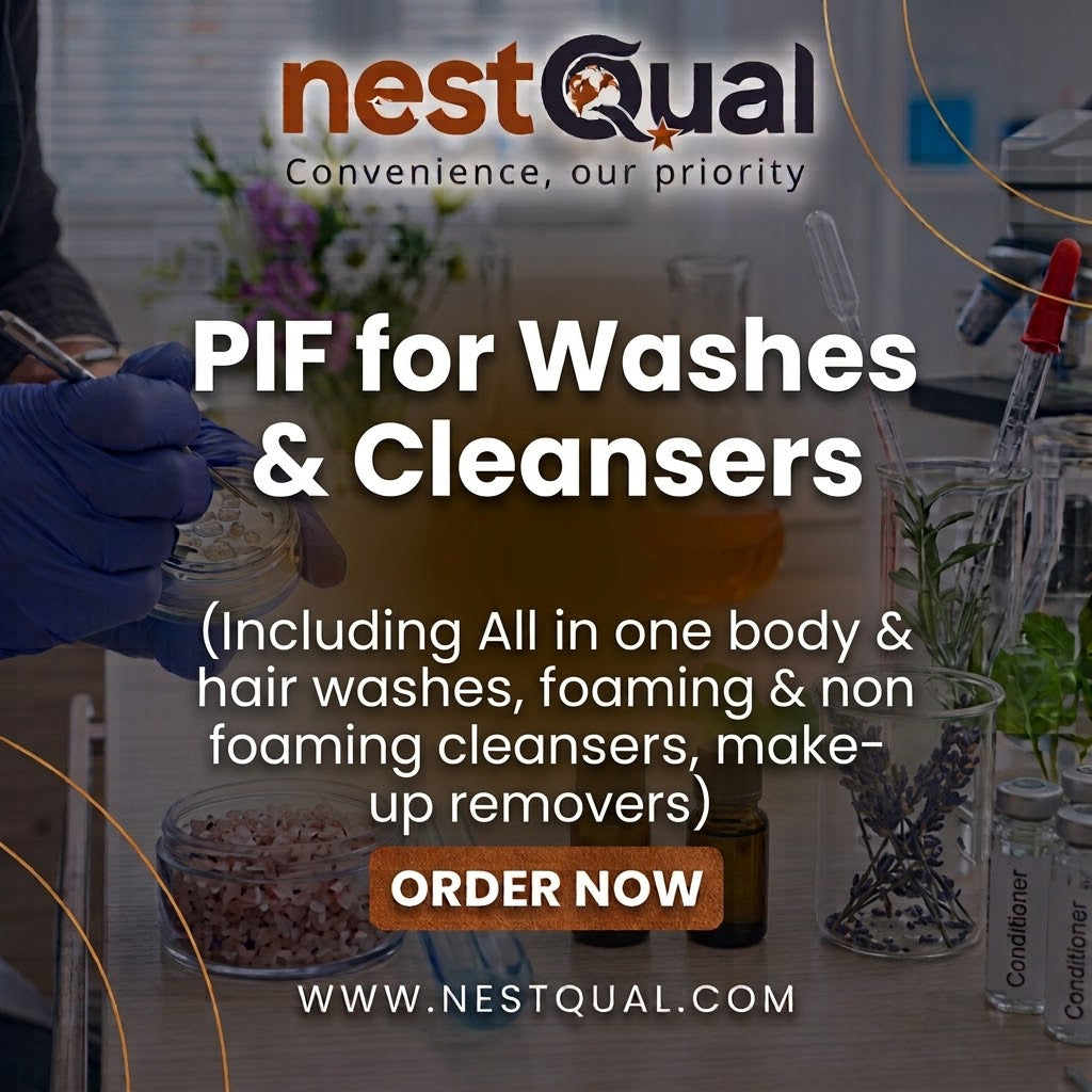 PIF for Washes & Cleansers (Including All in one body & hair washes, foaming & non foaming cleansers, make-up removers)