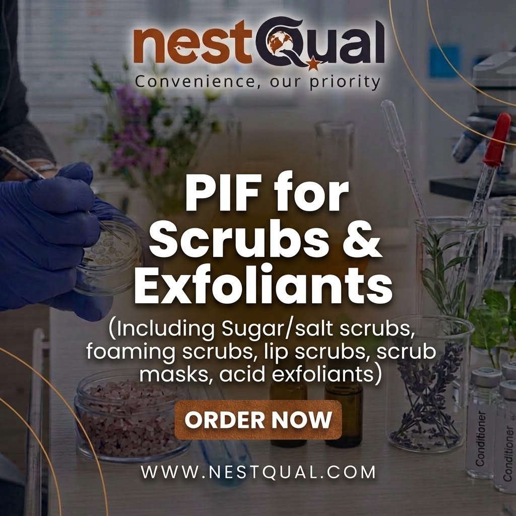 PIF for Scrubs & Exfoliants (Including Sugar/salt scrubs, foaming scrubs, lip scrubs, scrub masks, acid exfoliants)